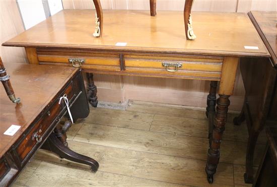 An Edwardian walnut writing table, W.114cm